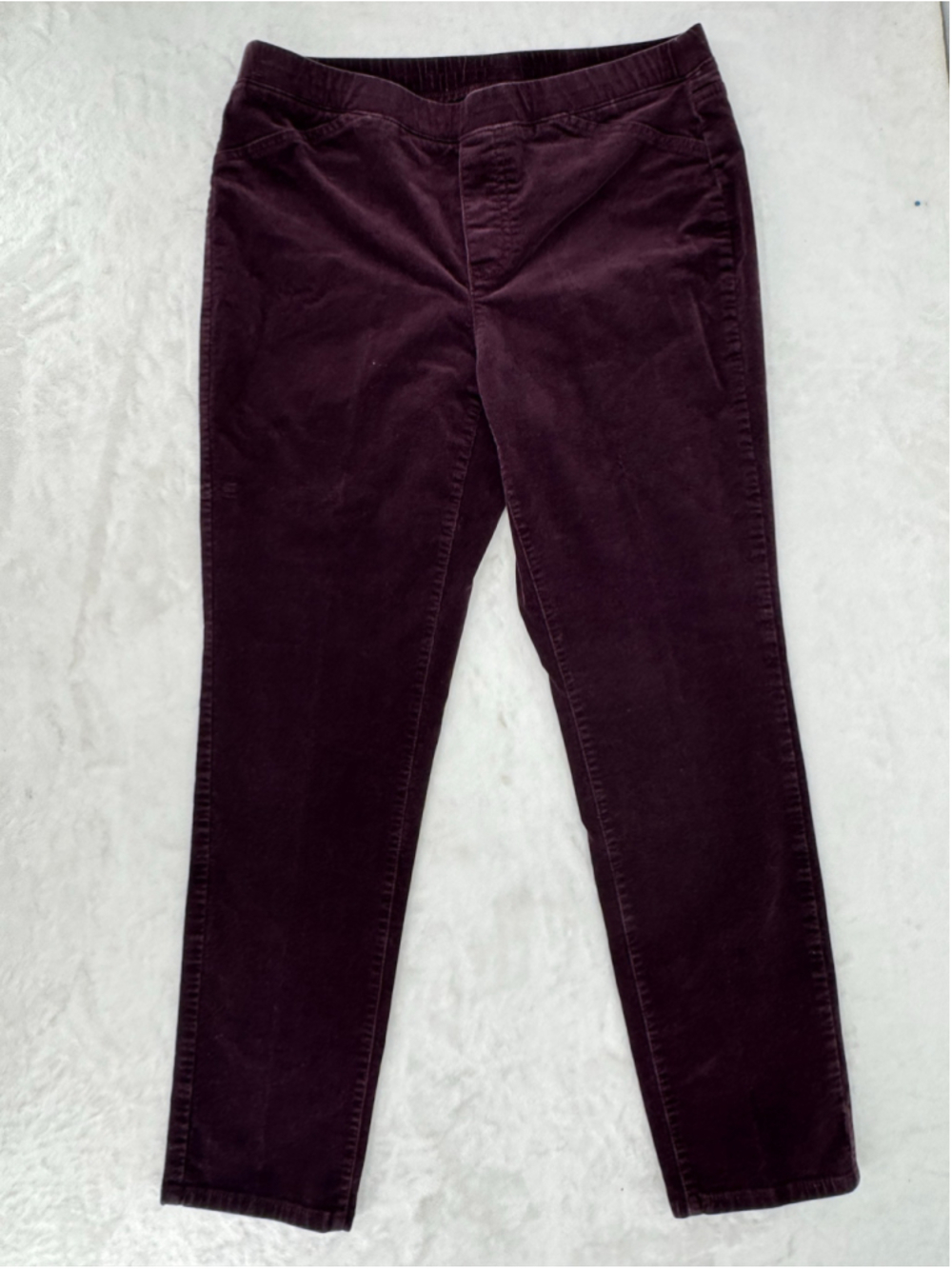 J Jill Purple Corduroy Pants Pull On Merlot Wine Slim Leg Size Small